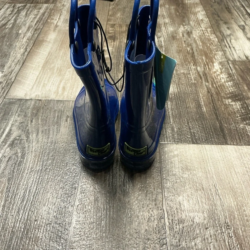 Western Chief Navy Blue Gloss Rain Boots with Handles Size 9/10